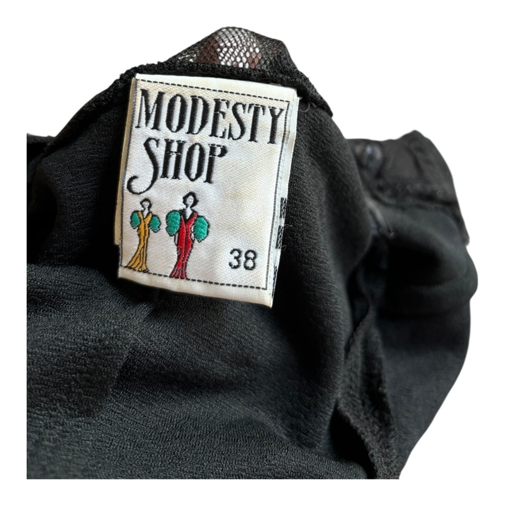 Modesty Shop Black Lace Beaded Dress Size 6 - Picture 5 of 5